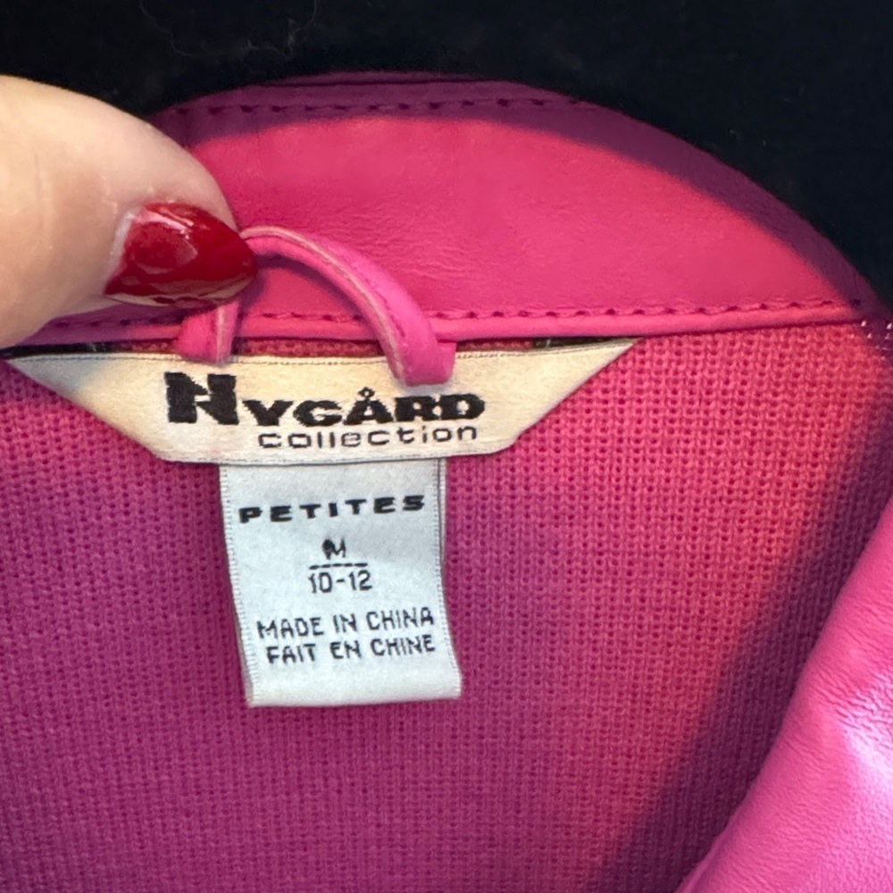 NWOT Leather (Barbie) Pink Women's Mixed Media Blazer with Studded Accents - Picture 2 of 6